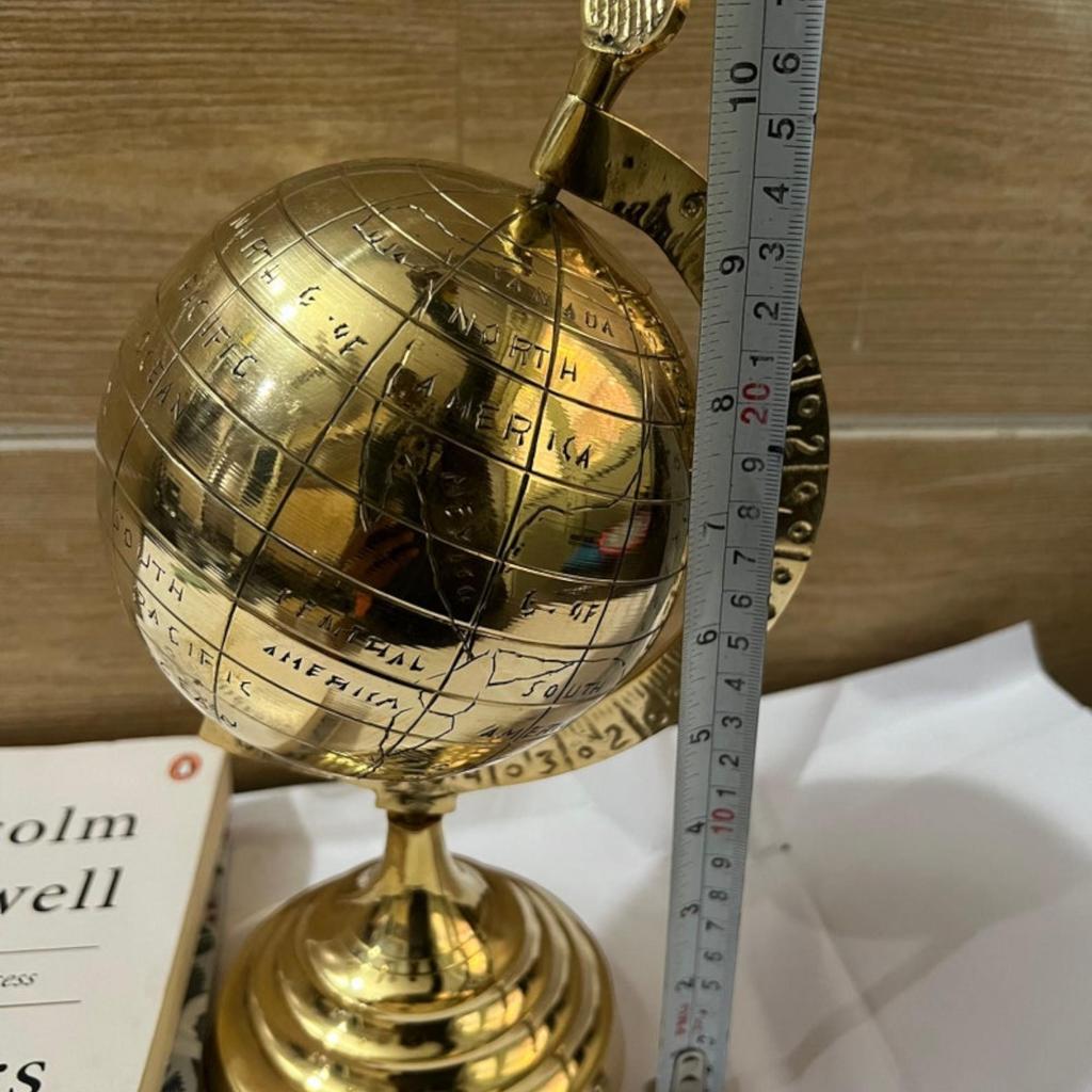 Brass Antique Finish Miniature World Globe On Stand | Tall Nautical Maritime Table Decor | Unique Christmas & Birthday Gift