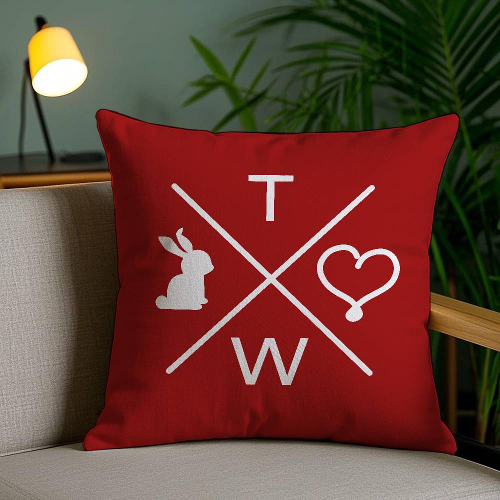 

Fashionable Design Tally Weijl-I Pillow Case Anti-dustmite Pillowcase Invisible zipper silky short plush Sofa cushion cover 12x12Inch