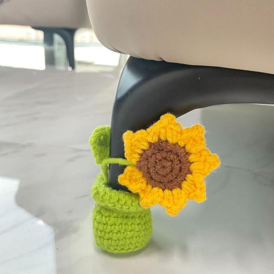 1/4 Pcs Table Leg Protective Covers Cartoon Sunflower Shape Knitted Elastic Prevent Scratches And Noise Reusable Chair Leg Floor Protectors