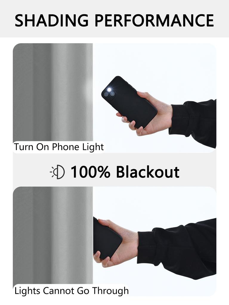2panels 100% Blackout Curtains, Curtains for Living Room, Bedroom, Balcony, Bathroom, Modern Blackout  Window Curtain