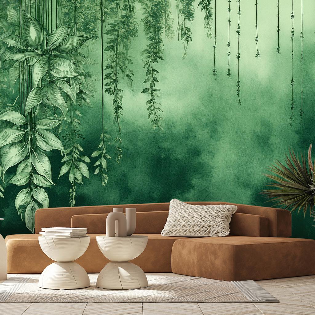 Tapete Blumen Botanik Grün