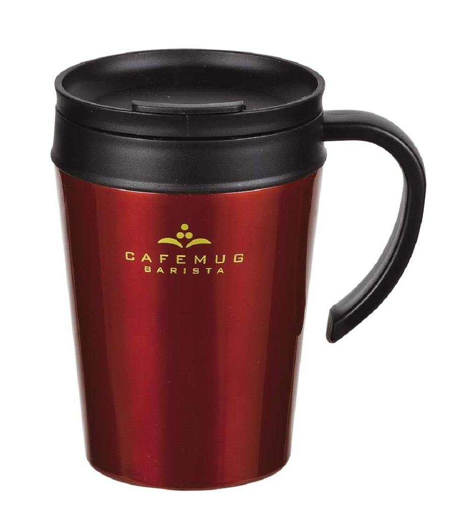 Pearl Metal Mug Coffee Cherry 400ml with Vacuum Lid Cafe Mug Barista HB-3989