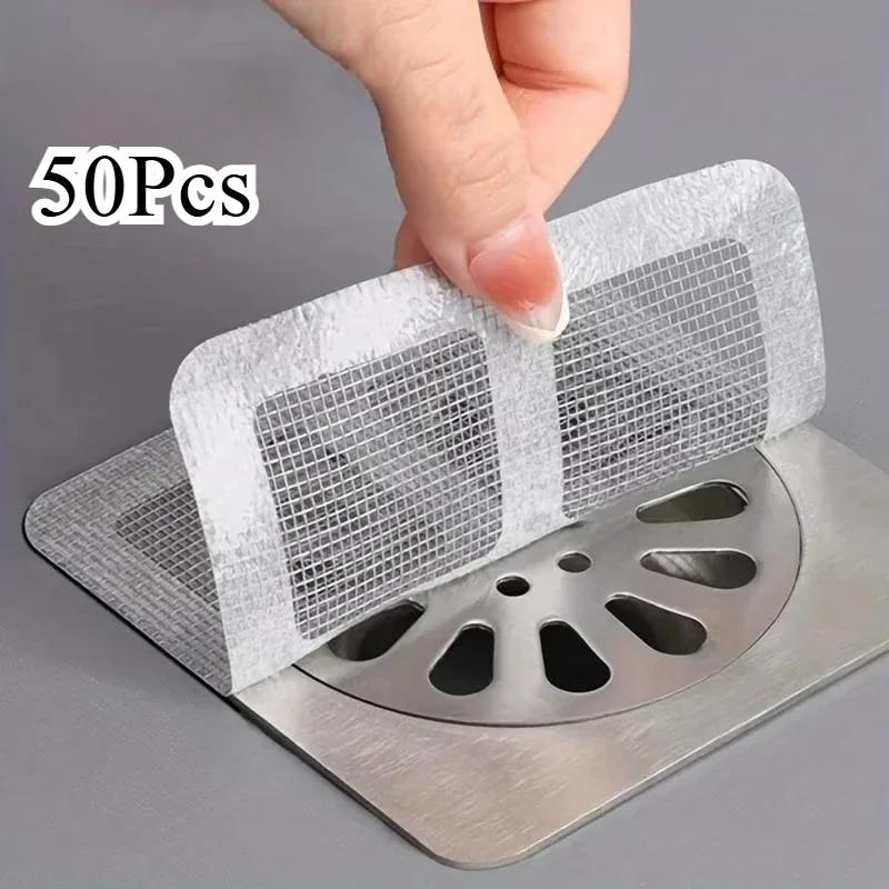 

50Pcs Disposable Shower Drain Hair Catcher Mesh Shower Drain Covers Floor Sink Strainer Filter Hair Stopper For Bathroom 50Pcs