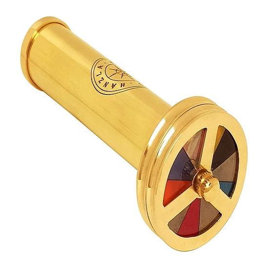 Handmade Polished Brass Double Rotating Wheel Stained Glass Kaleidoscope Nautical Kids Gift