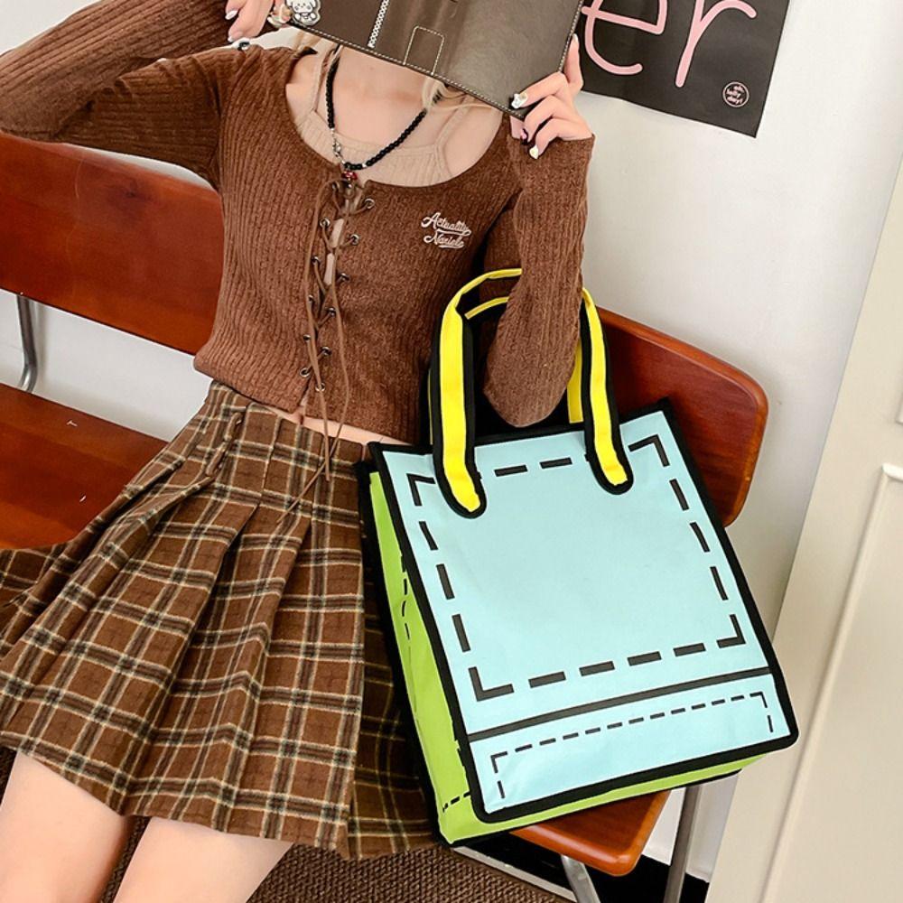 Canvas Comic Shoulder Bag Cartoon Graffiti Messenger Bag Simple 2D Anime Tote Bag  School
