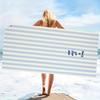 Cute Quote Striped Beach Towel - Super Absorbent Quick Dry Microfiber Bath Blanket, Minimalist for Picnic & Seaside Relaxation