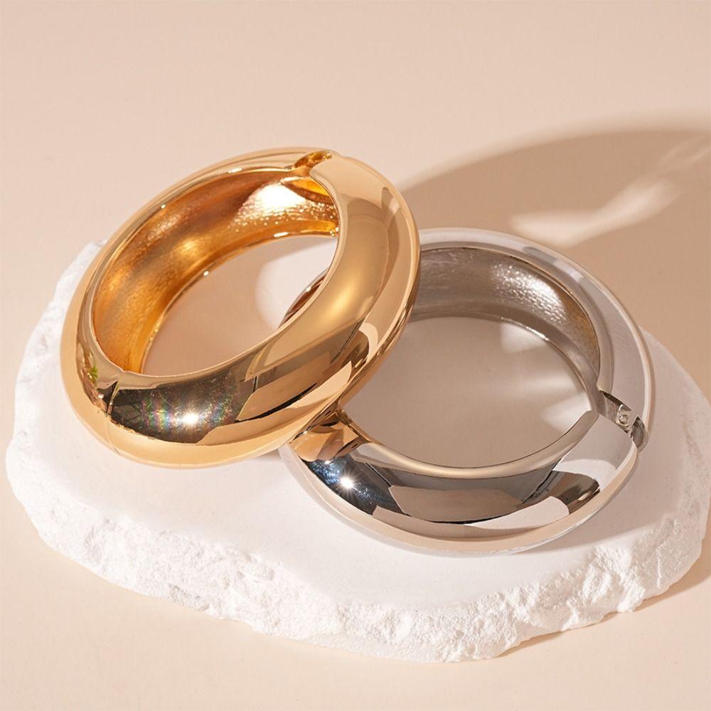 Minority Design Cuff Bangles Metal Exaggerated Bracelet Simple Wide Open Bangle  Decoration