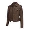 Women Leather Jacket Slim Fit Pu Zipper Outerwear Long Sleeve Lapel Collar for Fall Winter