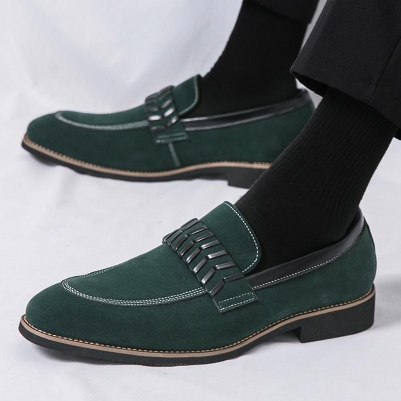 Fashion 2025 New Designer Men's Pointed Suede Leather Wedding Slip On Shoes Male Loafers Formal Dress Footwear Zapatos Hombre