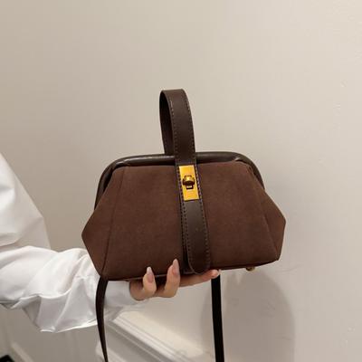 Kore tarzı şehirli minimalist klipsli çanta dokulu el çantası kontrast renk tek omuz askılı çapraz askılı çanta