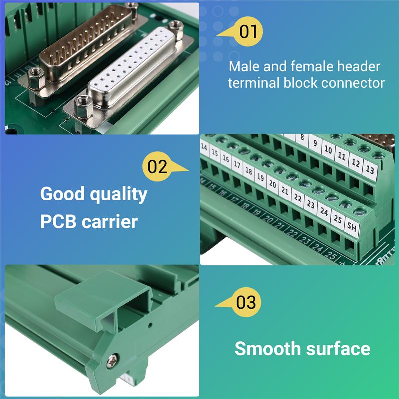 2025 Trend DB25 DIN Rail Mount Interface Module Male/Female Connector Breakout Board