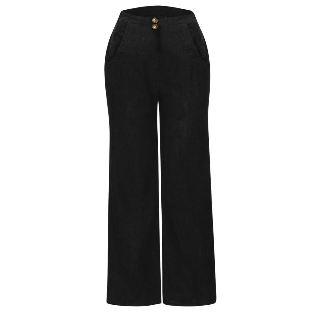 Women's Corduroy Pants Casual Women's Color Corduroy Loose Straight Pants