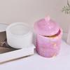 Resin Jar Silicone Molds with Lid Rhombic Striped Jewelry Box Silicone Molds for Candle Cup Jewelry Box Home Decoration