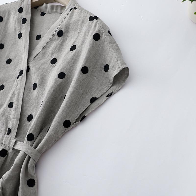 Kleid Temperament Elegant Locker Lässig V-Ausschnitt Punktemusterkleid