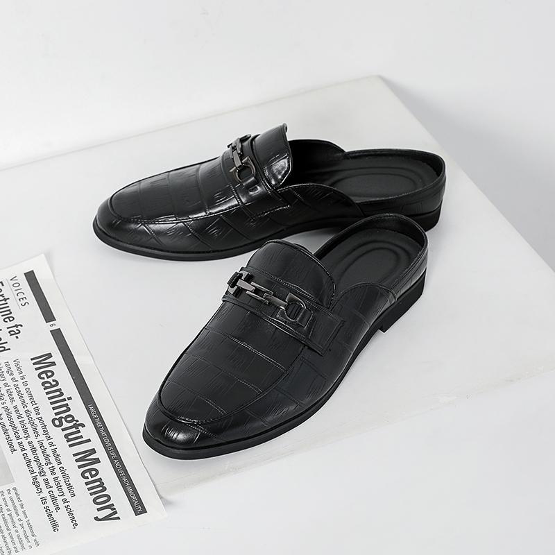 

Лоферы Мужские повседневные туфли Мужские туфли на плоской подошве Muller Brogue Fashion Club Comfort Slippers Летние мужские туфли Half Drag Retro Social 38 чёрный