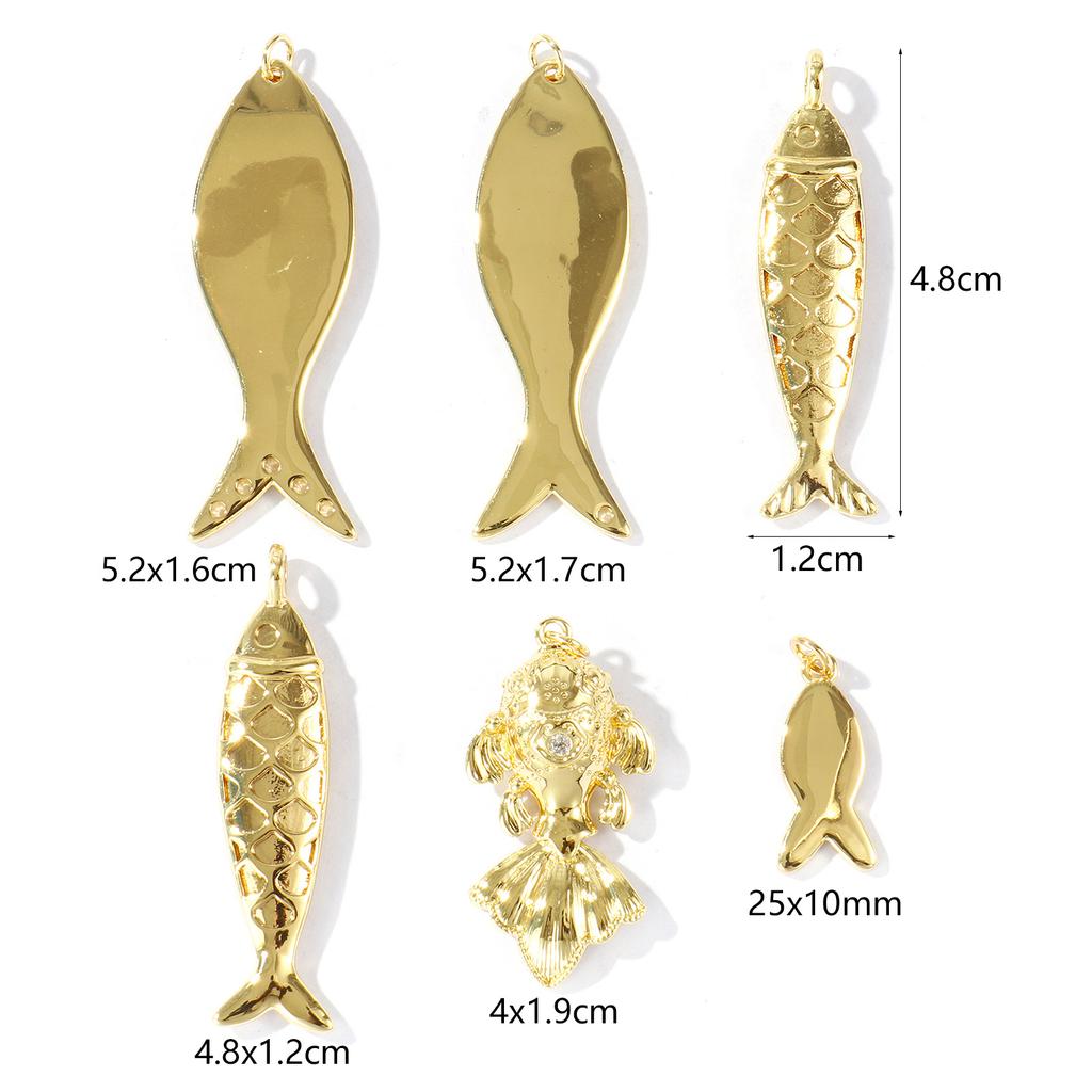 1 Piece Brass Ocean Jewelry Charms 18K Gold Plated Fish Animal Goldfish Pendants For DIY Necklace Jewelry Making Findings