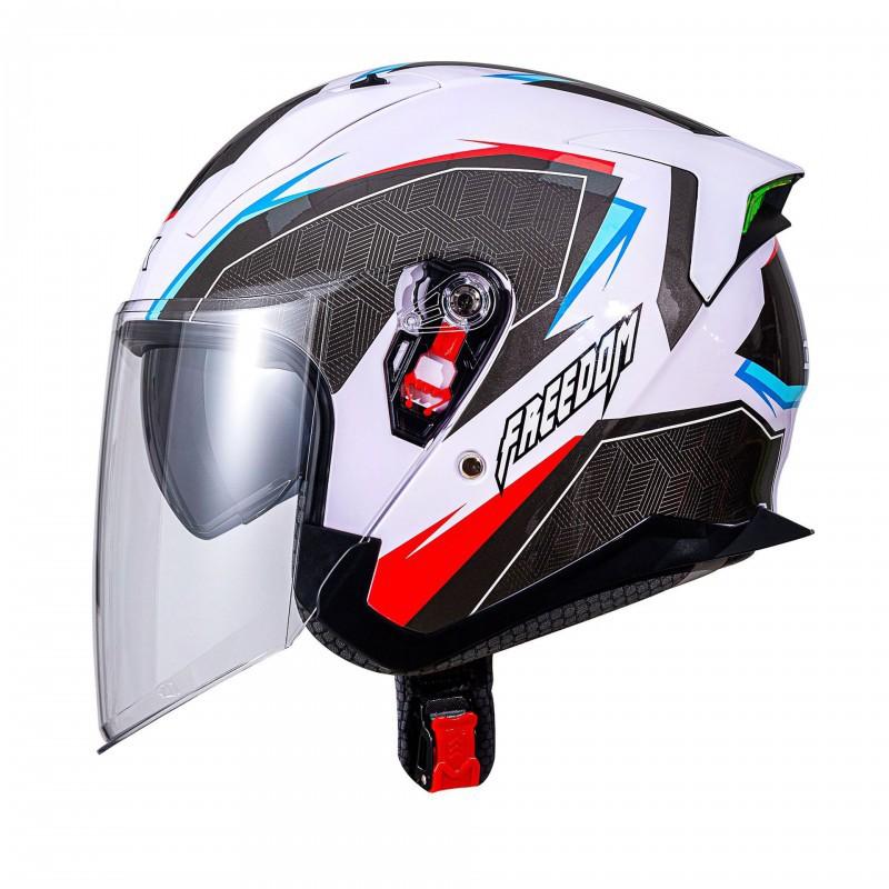 Delivery: Motorcycle Helmet Half Men Women Double Lenses Covered Three-quarters