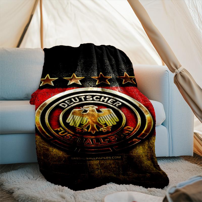 1PC Germany Football Emblem Printed Soft Flannel Blanket Throw for Adult Bedroom Living Room Sofa Camping Travel Fan gifts Christmas Gifts