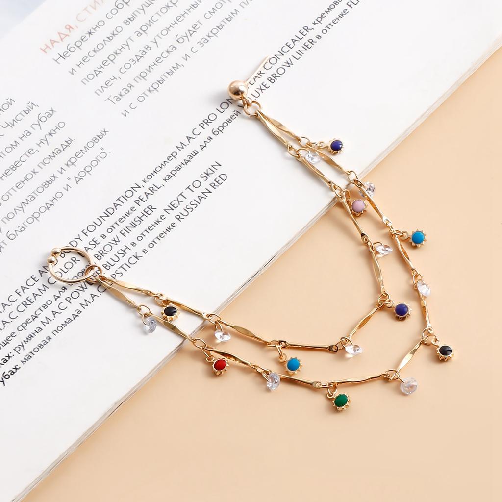 Nose  S Hoop Chain Tassel Ethnic   Double Layers Nose  S Ear S Hoop Chain for Women Girls