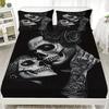 3pcs Fitted Sheet Set Skull And Rose 3D Printed Black And White Bed Sheet With Pillowcases For Bedroom Decor