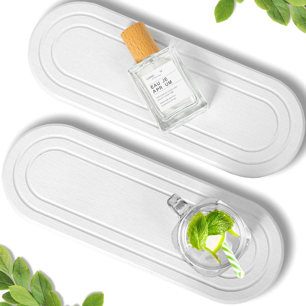 3PCS Water Absorbing Stone Tray, DryingNeat Diatomite Stone Sink Tray, Tant Dry Sink Coasters, Kitchen Sponge Hand Soap Holder, Countertop Fast