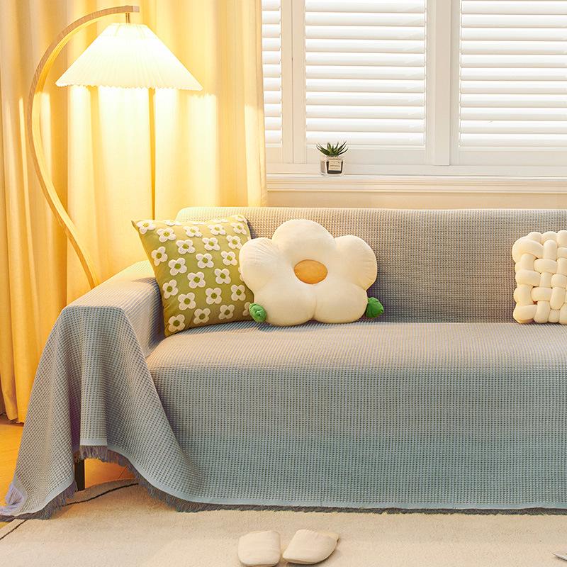 Nordic Style Dustproof Sofa Blanket - Single to Three-Seater, Four Seasons, Full Cover Cushion Towel