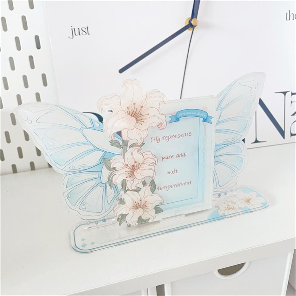 Card Display Stand Photo Holder Dark Rose Card Sleeve Butterfly Wings Photo Protection Acrylic Beauty Photo Card Frame