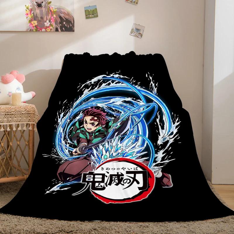 Anime Fleece Blanket Sofa Winter Warm A-Demon Slayer Bed Camping Custom Nap Fluffy Soft Blankets King Size Microfiber Bedding