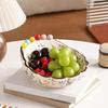 Große Kapazität Obstschale mit Gabel Keramik Dessertsalatschale Luxuriöse Snackplatte Kaffeetisch