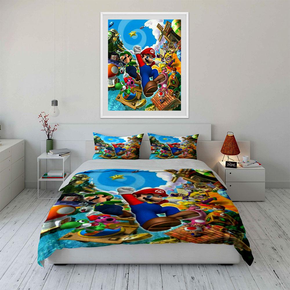 Characters from Mario franchise. Bedding sets Duvet cover sets Duvet covers Pillowcases(1 * Duvet Cover 2 * Pillowcases without duvet insert)