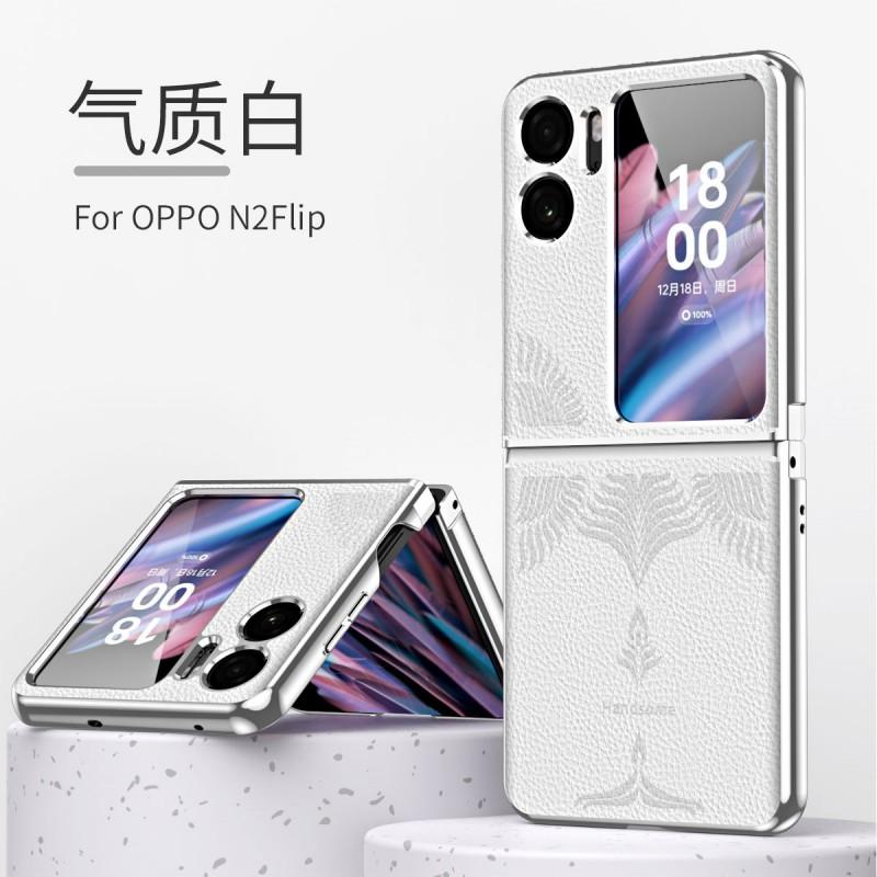 Premium Kunstleder Hülle für OPPO Find N2 Flip Vollständige Abdeckung Galvanisiert Geprägtes Design Stoßfest Kratzfest