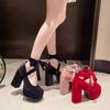 Designer Platform Women Mary Jane Shoes Ladies Fashion Cross-tied Thick High Heel Footwear Women's Elegant Dress Pumps Shoes
