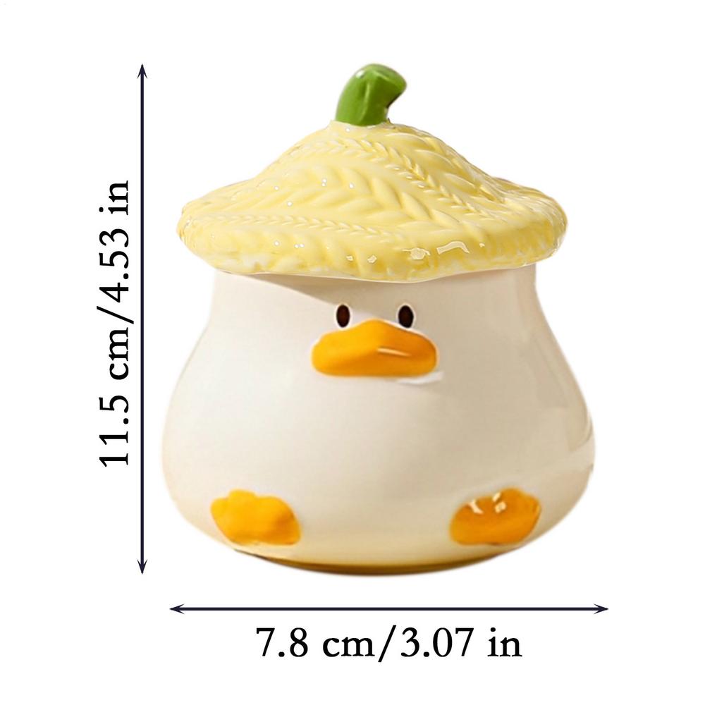 Cute Duck Coffee Mug Novelty Funny Tea Cup With Hat Lid 400ml Cartoon Ceramic Drinkware Tableware With Handle For Kids And Adult