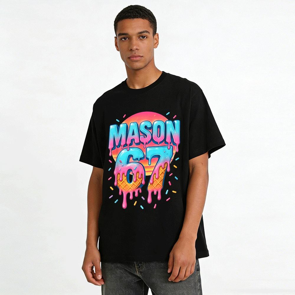 Summer Fun MASON67 Melting Cone Print Casual Short Sleeve T-Shirt Pure Cotton T-shirt