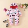 Kapuzen-Strampler für Babys und Kleinkinder: Reißverschluss mit Schleife, Erdbeerdesign, für 0-2 Jahre, Herbst/Winter Strampler.
