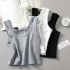 Ribbed Sleeveless Slimming Camisole - Women's Solid Color Low Collar Top