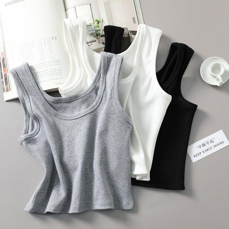 Ribbed Sleeveless Slimming Camisole - Women's Solid Color Low Collar Top