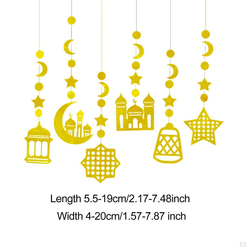 6 Pieces Ramadan Eid Decoration Streamer Hanging Wall Backdrop Mubarak Party