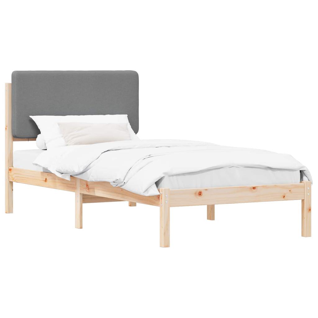 Bed Frame with Padded Headboard Light Grey 75 x 190 cm