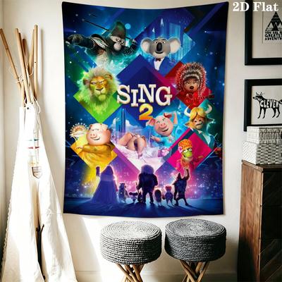 Sing Movie Wall Tapestry Aesthetic Wall Hanging Printed Fabric Blanket Decorative Tapestries for Bedroom Living Room Home Decor