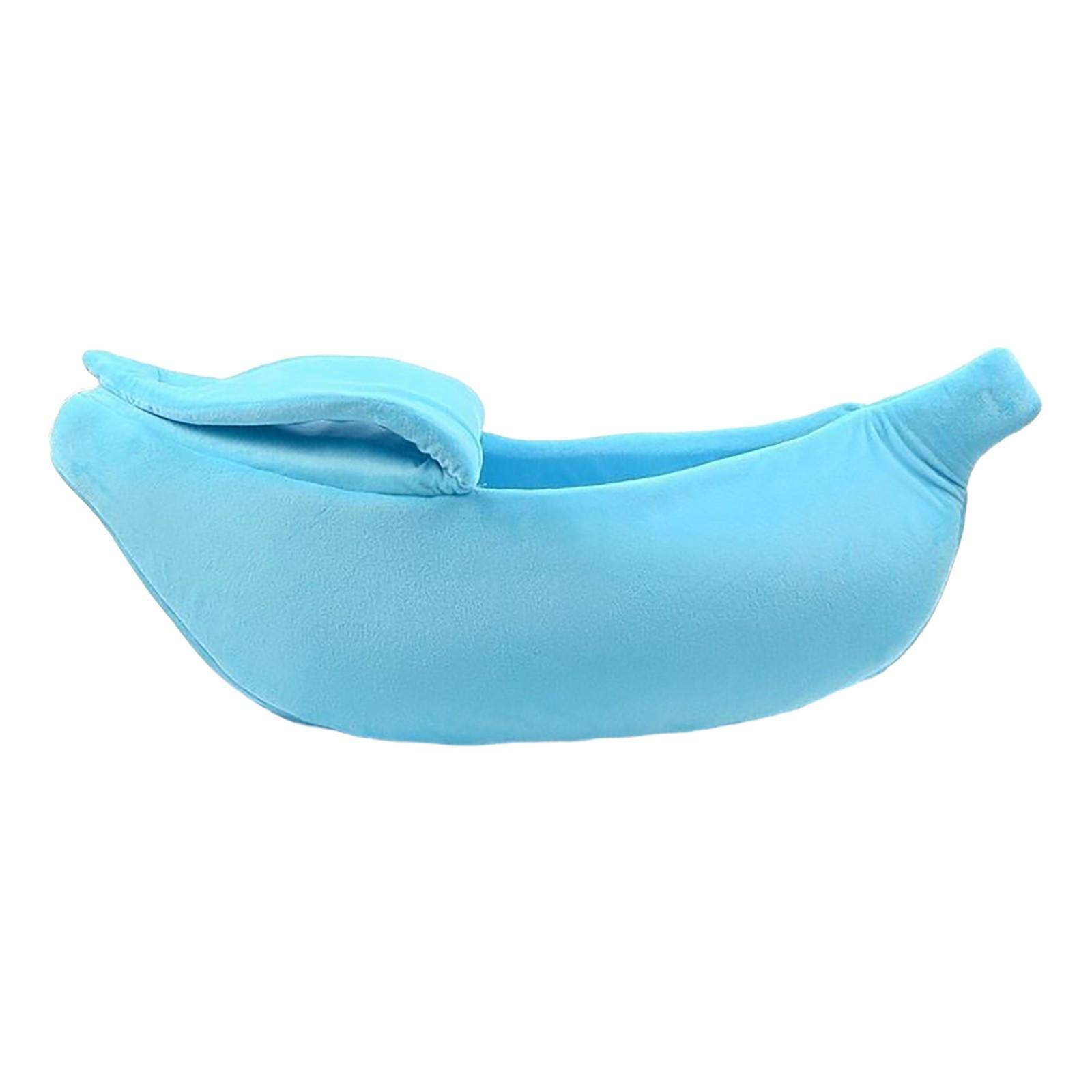 

Теплая лежанка для кошек в форме банана, полузакрытая лежанка для собак, лежанка для хомяков, спальный коврик для домашних животных, размер M One Size синий