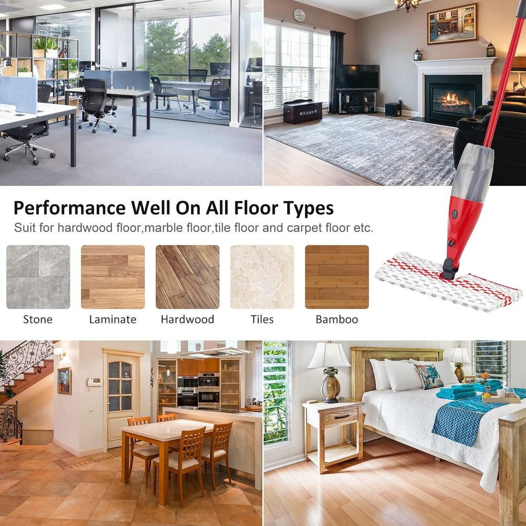 Microfiber Spray Mop Pads Compatible with Oceda ProMist MAX, Dual-Action Washable Flip Mop Pads Replacement for Dry Wet Floor Cleaning, 3 Packs Red