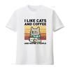 Ich mag Katzen und Kaffee Vielleicht 3 Personen T-Shirt Niedliches Katzenliebhaber Design Lustiges Haustier Retro Perfekt für