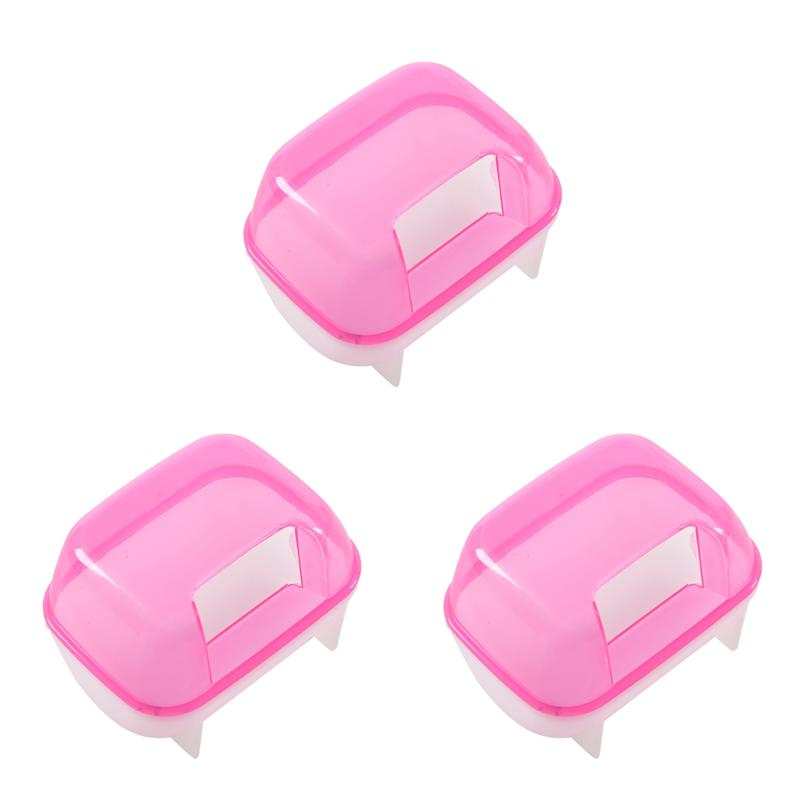 

3X Pink White Small Hamsters Bathing Sand Cage Pet Bathroom 10 X 7 X 7Cm