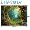 Charming forest polyester photography background, fairy tale fairyland mushroom flower butterfly background