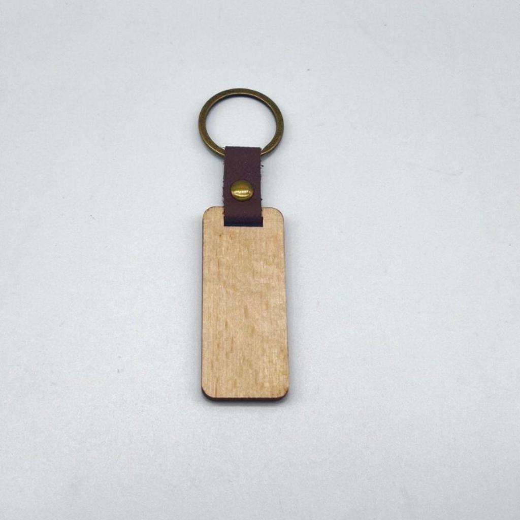 Creative Beech Wood Car Pendant & Leather Keychain with Laser Engraved Walnut Wood Logo