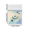 100pcs Cute Smiling Face Self-adhesive Bag Laser Transparent Biscuit Bag Cookie Packaging Bags Birthday Party Baby Shower
