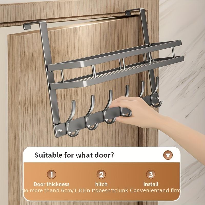[Door Organizer Rack] Heavy-Duty Metal Over-the-Door Organizer Rack - Space-Saving Door Storage Shelf, Easy Installation, Hooks for Hanging Bags, Hats