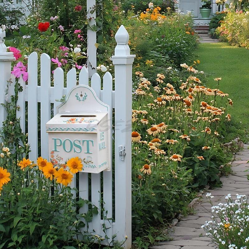 Style Garden Entrance Wrought Iron Outdoor Mailbox Three Dimensional Relief Delivery Box Wall Mounted Decorative Mailbox