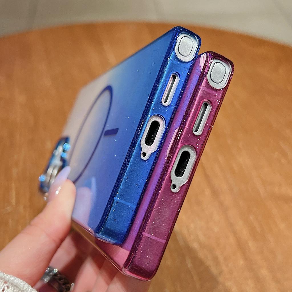 Fashion Gradient Color Glitter Phone Case for Samsung S25 Edge S24 S23 S22 Ultra S24 FE S25 Plus Wireless Charging Back Cover